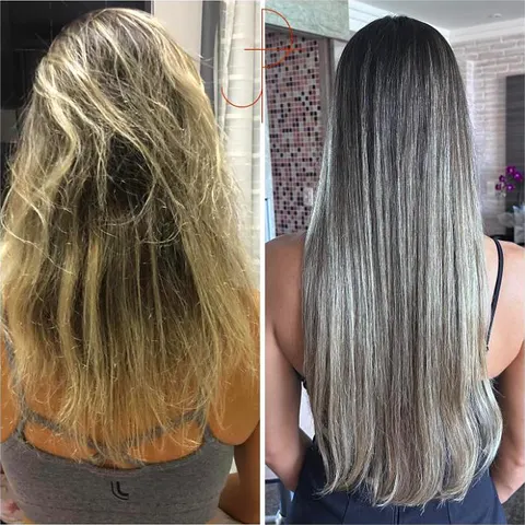 Antes e depois de uma cliente do Cronograma Capilar Personalizado